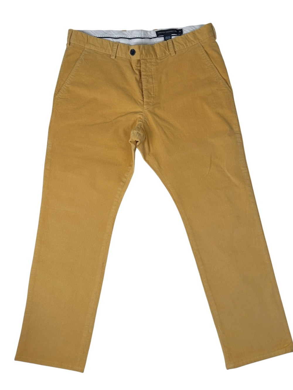 French Connection Men's Corduroy Pants 36 Mustard Gold Button Fly Chinos Fcuk